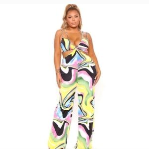 NWT FASHION NOVA 3x Multicolor Jumpsuit